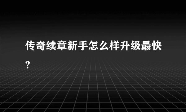 传奇续章新手怎么样升级最快？