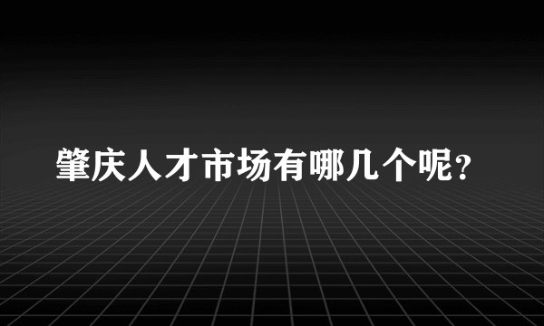 肇庆人才市场有哪几个呢？