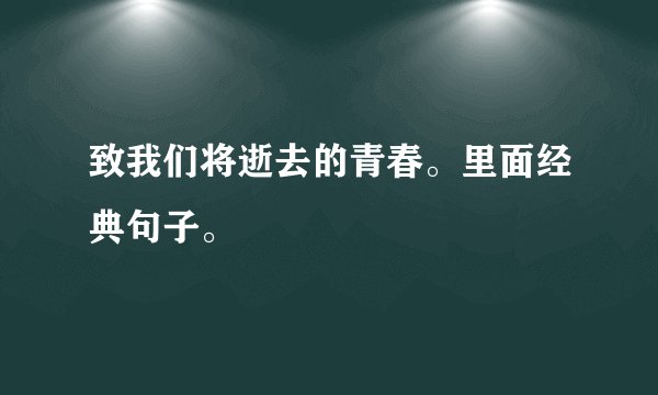 致我们将逝去的青春。里面经典句子。