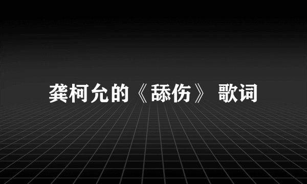 龚柯允的《舔伤》 歌词