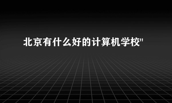 北京有什么好的计算机学校