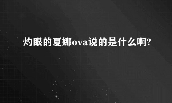 灼眼的夏娜ova说的是什么啊?