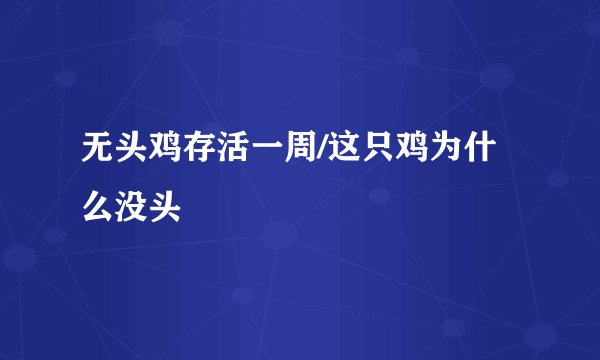 无头鸡存活一周/这只鸡为什么没头