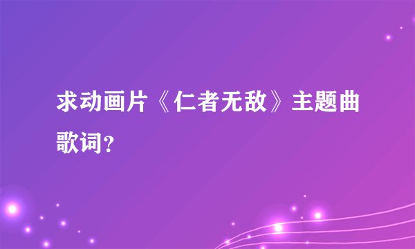 求动画片《仁者无敌》主题曲歌词？
