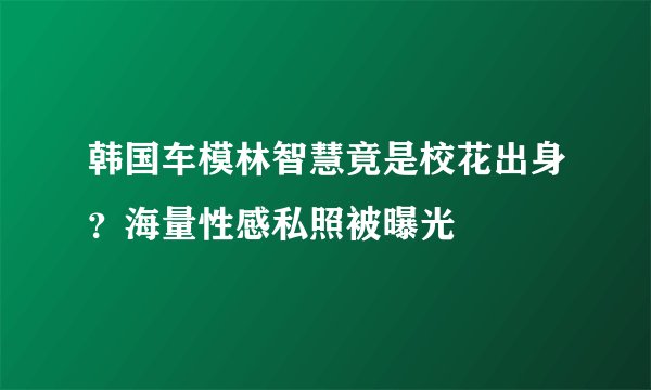 韩国车模林智慧竟是校花出身？海量性感私照被曝光