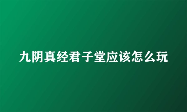 九阴真经君子堂应该怎么玩