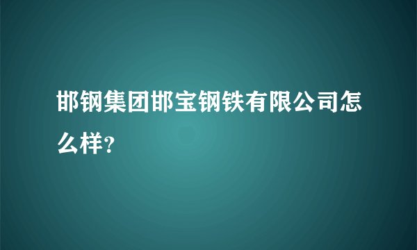 邯钢集团邯宝钢铁有限公司怎么样？