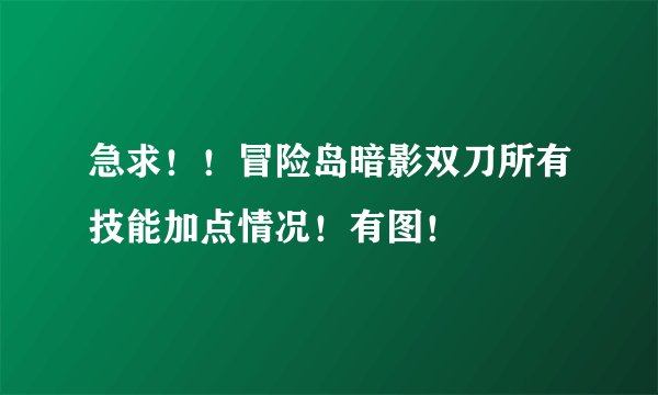 急求！！冒险岛暗影双刀所有技能加点情况！有图！