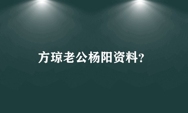 方琼老公杨阳资料?