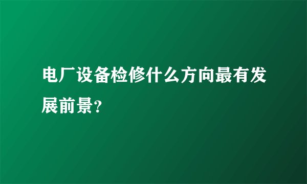 电厂设备检修什么方向最有发展前景？