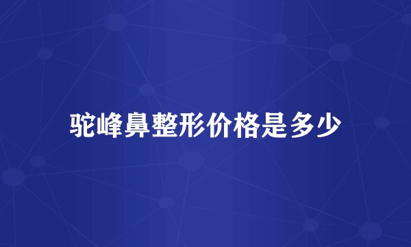 驼峰鼻整形价格是多少