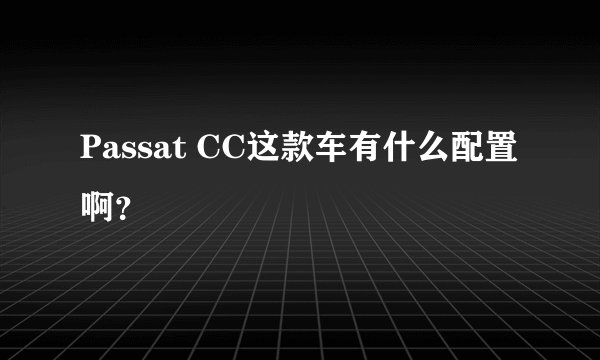 Passat CC这款车有什么配置啊？