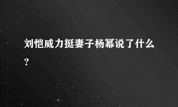 刘恺威力挺妻子杨幂说了什么？