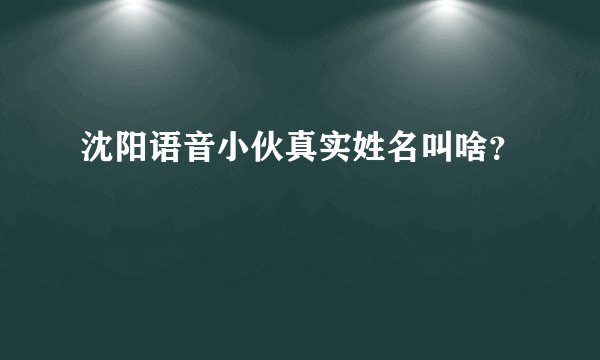沈阳语音小伙真实姓名叫啥？