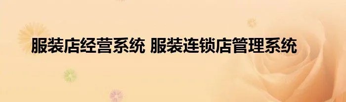 服装店经营系统 服装连锁店管理系统