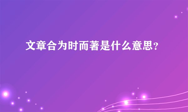 文章合为时而著是什么意思？