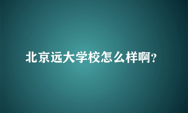 北京远大学校怎么样啊?