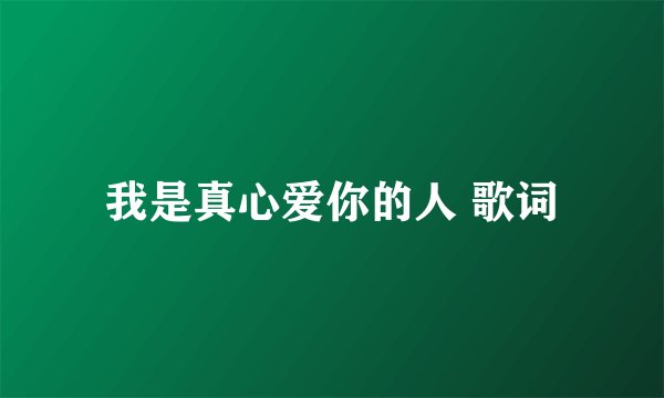 我是真心爱你的人 歌词