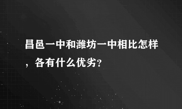 昌邑一中和潍坊一中相比怎样，各有什么优劣？