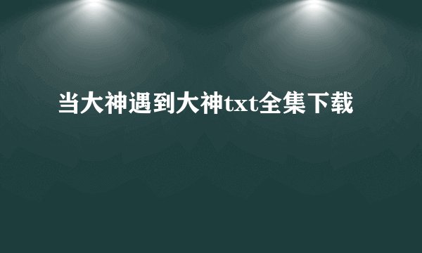 当大神遇到大神txt全集下载