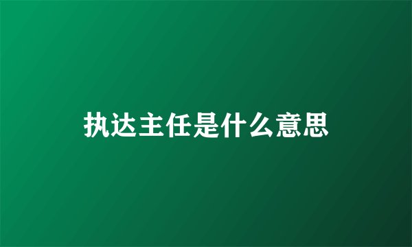 执达主任是什么意思
