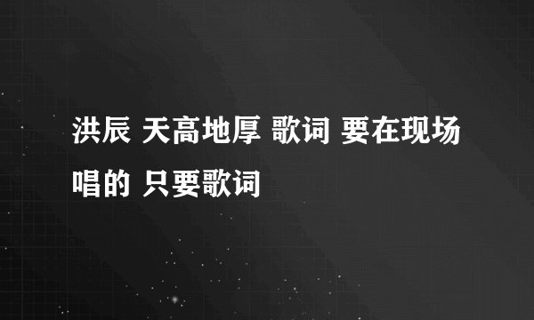 洪辰 天高地厚 歌词 要在现场唱的 只要歌词