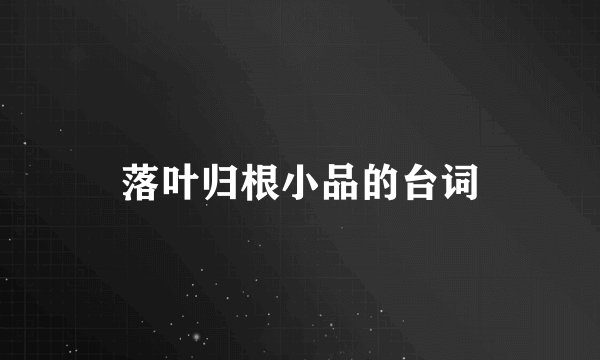落叶归根小品的台词