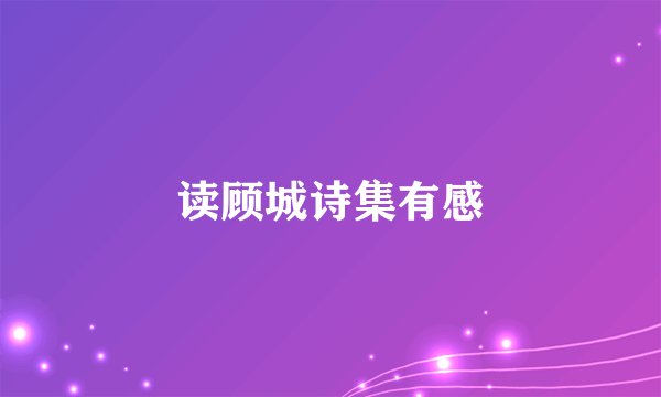 读顾城诗集有感
