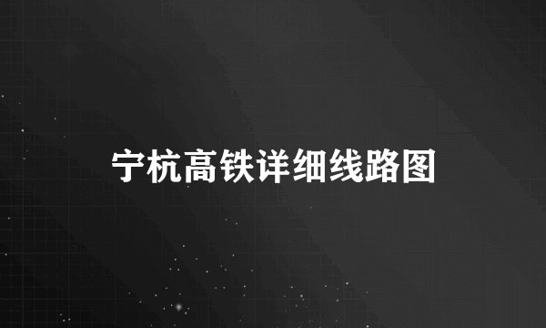 宁杭高铁详细线路图