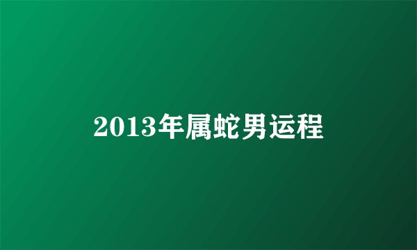 2013年属蛇男运程