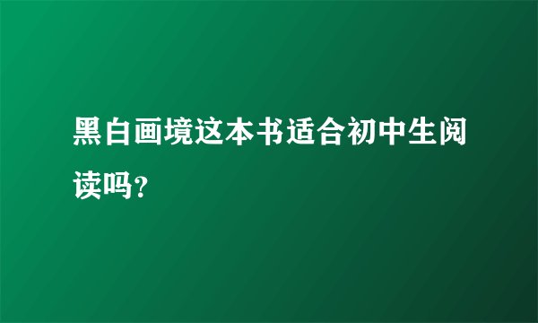 黑白画境这本书适合初中生阅读吗？