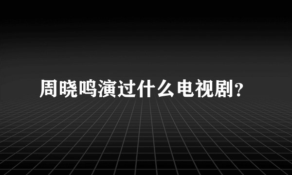 周晓鸣演过什么电视剧？