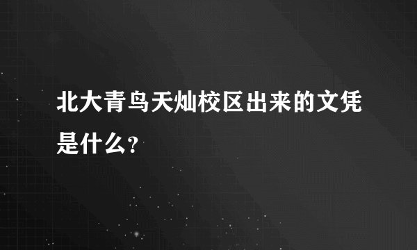 北大青鸟天灿校区出来的文凭是什么？