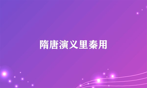 隋唐演义里秦用
