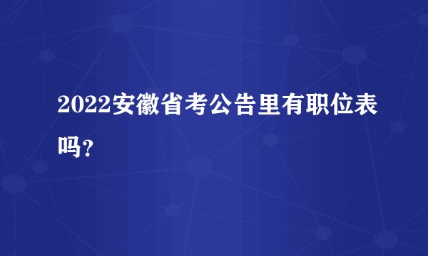 2022安徽省考公告里有职位表吗？