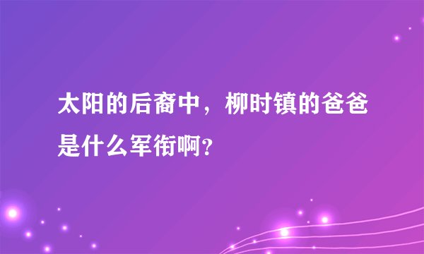 太阳的后裔中，柳时镇的爸爸是什么军衔啊？