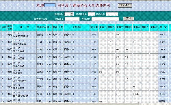 热门的选课