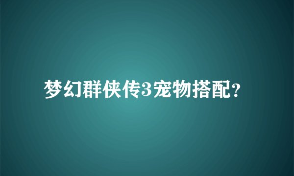 梦幻群侠传3宠物搭配？