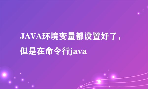 JAVA环境变量都设置好了，但是在命令行java