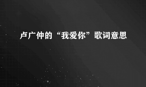 卢广仲的“我爱你”歌词意思