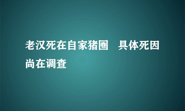 老汉死在自家猪圈   具体死因尚在调查