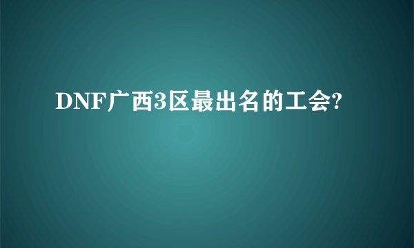 DNF广西3区最出名的工会?