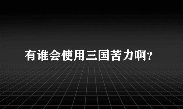 有谁会使用三国苦力啊？