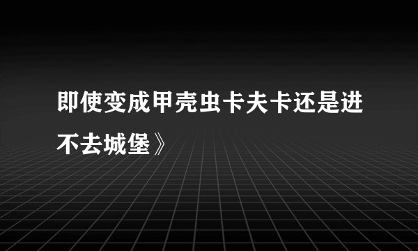 即使变成甲壳虫卡夫卡还是进不去城堡》