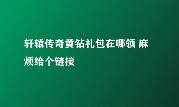 轩辕传奇黄钻礼包在哪领 麻烦给个链接
