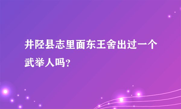 井陉县志里面东王舍出过一个武举人吗?