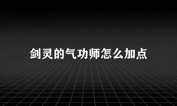 剑灵的气功师怎么加点