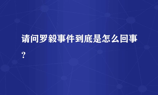 请问罗毅事件到底是怎么回事?