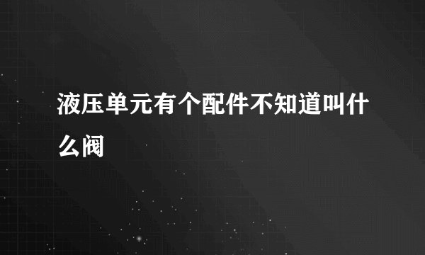 液压单元有个配件不知道叫什么阀