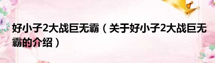 好小子2大战巨无霸（关于好小子2大战巨无霸的介绍）